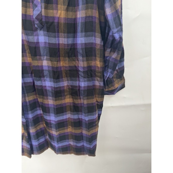 J. Jill Plaid Shirt Dress Women M Purple Long Sleeve NEW NWT Western Cowgirl - Picture 9 of 11